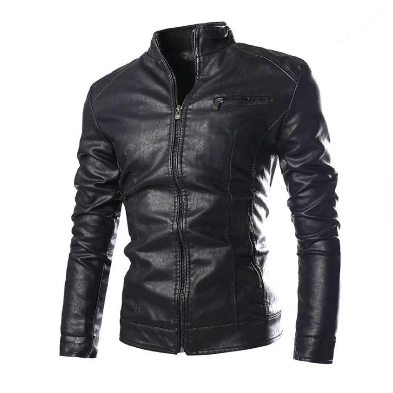 

2022 Autumn PU Biker Jacket Men New Casual Motorcycle Leather Jacket Male Zippers Black Coats Jaqueta De Couro Masculina