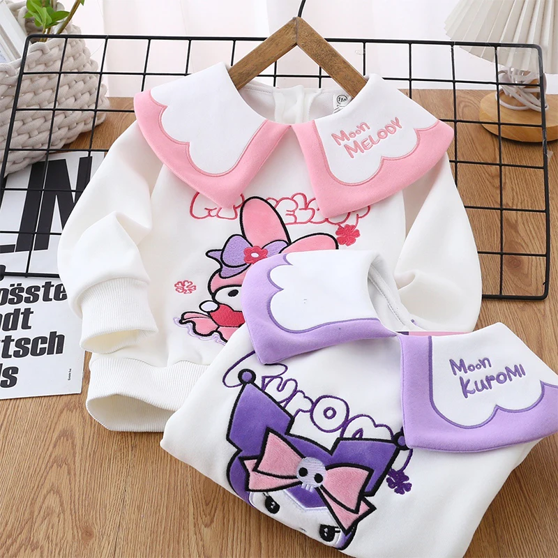

Sanrio Kuromi Hoodie Cartoon My Melody Cute Girl Pullover Lapel Collar Anime Kawaii Autumn Winter Plush Thickening Warm Clothes
