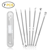 7pcs stainless steel blackhead remover extraction pimple comedone acne extractor whitehead blemish popper kit