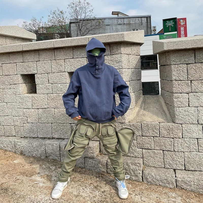 

Mens Vintage Functional Tactical Cargo Pants for Men Shell Trousers Streetwear Velcro Straps Overalls Baggy Multiple Pockets