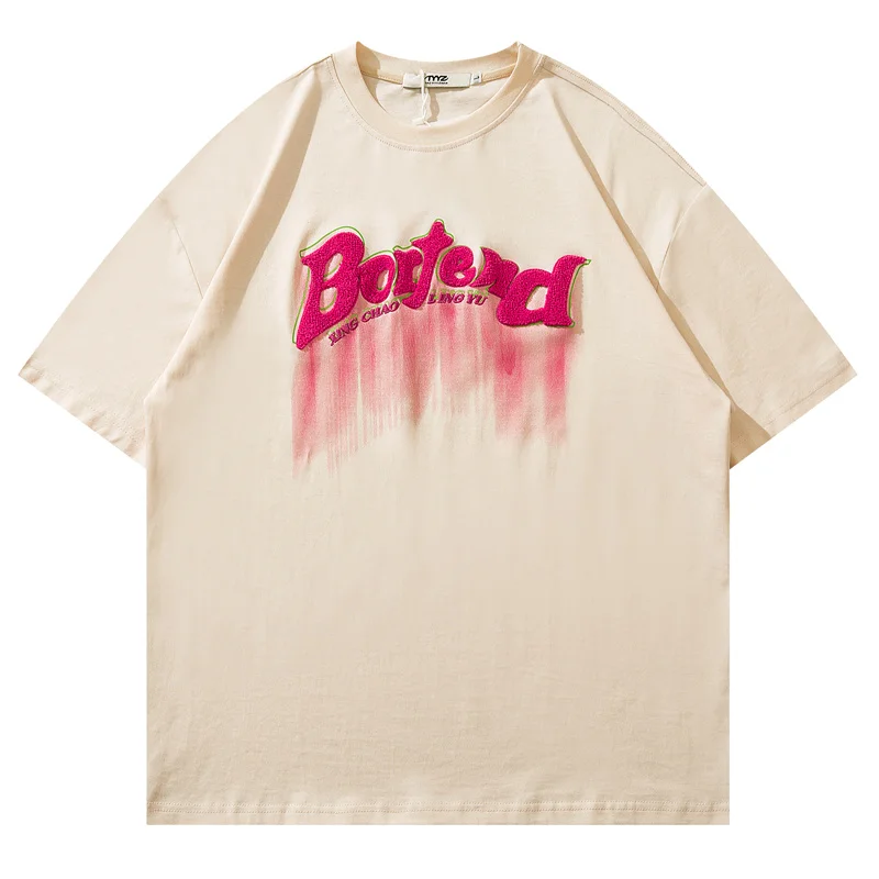 

2022 Harajuku Streetwear Oversized T Shirt Letter Embroidery Korean Tops Summer Hip Hop Casual Cotton Short Sleeve T Shirts