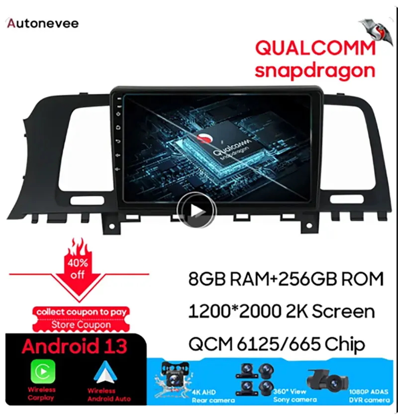 

Qualcomm For Nissan Murano Z51 2008 - 2016 Android Auto Car Radio Multimedia Video Player GPS Navigation Carplay Rear camera 5G