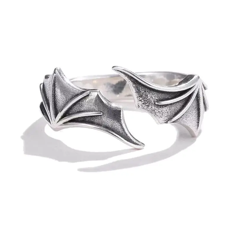 Fashion Punk Style Titanium  Little Devil Dragon Gothic Evil Vampire Angel Wings Rings Open Ring Halloween Party Jewelry Gift images - 6