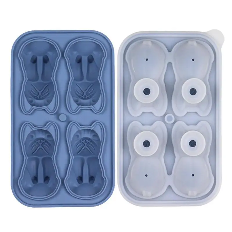 

Dog Ice Cube Tray 4 Cavity Bulldog Shape Molds Easy Release Silicone Ball Maker Novelty Bulldog Shaped Drink Tray For Drinks