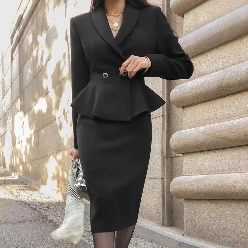 Professional Women Skirt Suits 2 Pieces Business Formal Party Dress Slim Fitted Jacket Regular Style Elegant Lady Wear