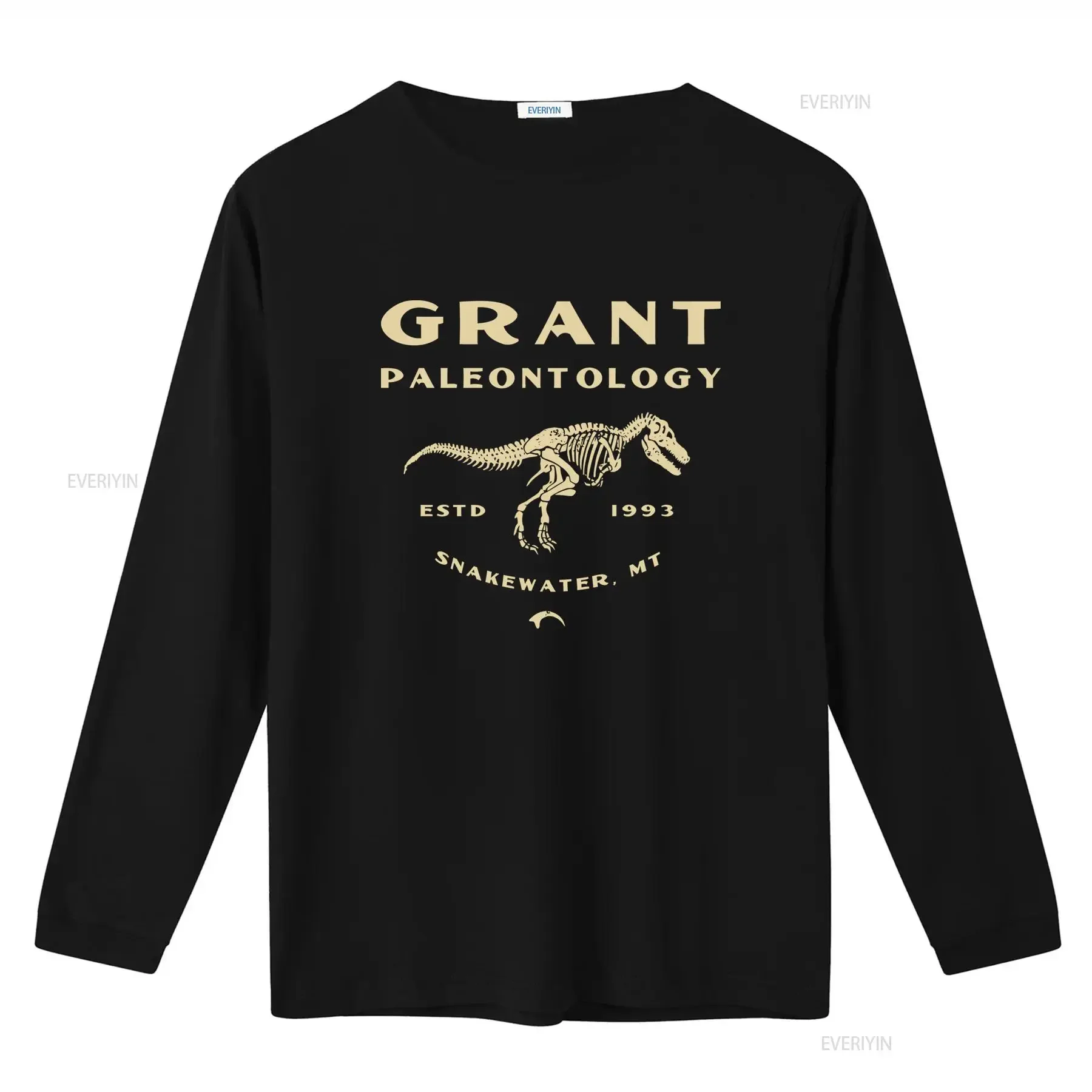 Фото Винтажная футболка Grant Paleontology с принтом скелета динозавра, 1993 Estd Snakewater MT, с эффектом потертости, дизайнерская одежда №2