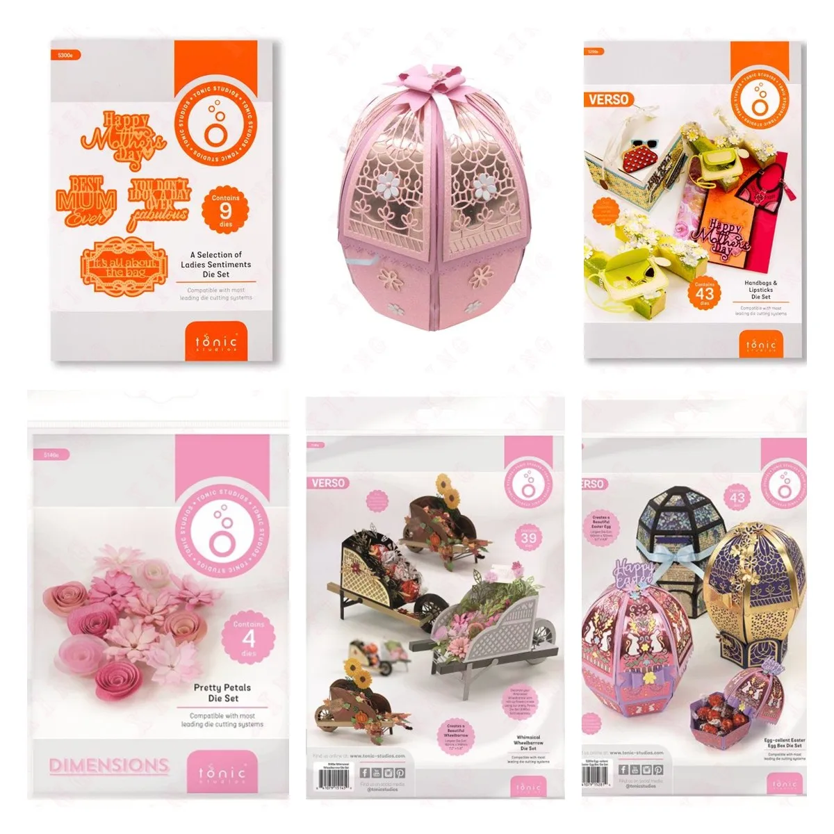 

New Decoration Embossing Molds Diy Easter Egg Dimensional Handbags & Lipstick Mother's Day Sentiments Wheelbarrow Petals Die Set