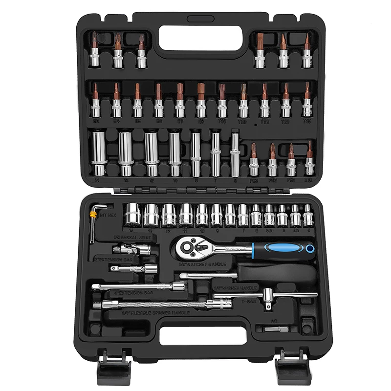 

Srunv 53PCS 1/4" Drive Hand Tools For Mechanics Socket Wrench Set For Car Motorcycle Repair Tools Set Box