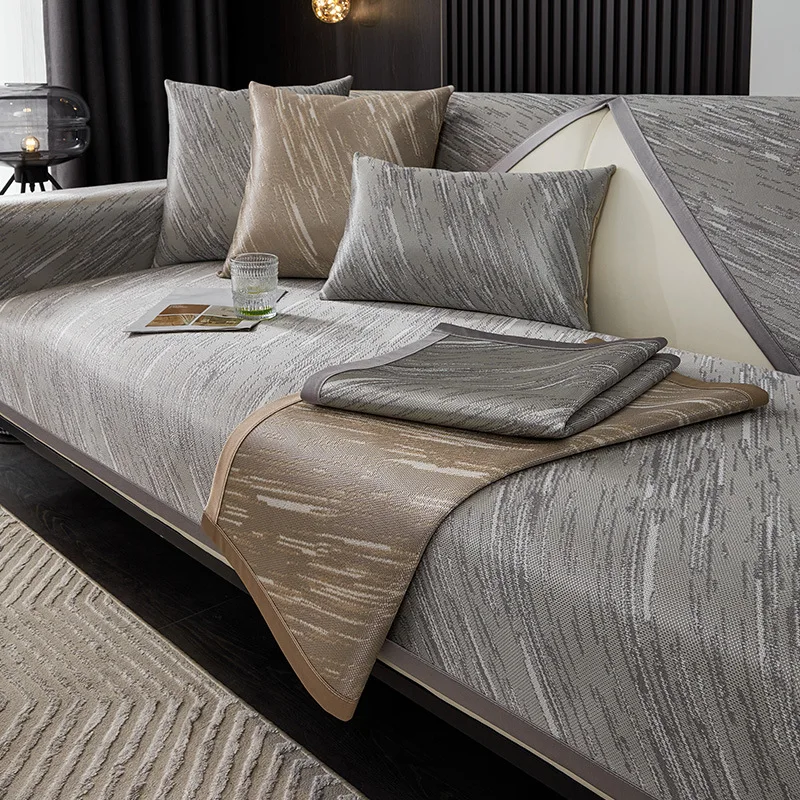 

Summer Marbling Cool Sofa Cover Ice Silk Non-Slip Sofa Cover Cloth Towel Sofa Cushion Simple Living Room Sofa Seat Cushion Blac
