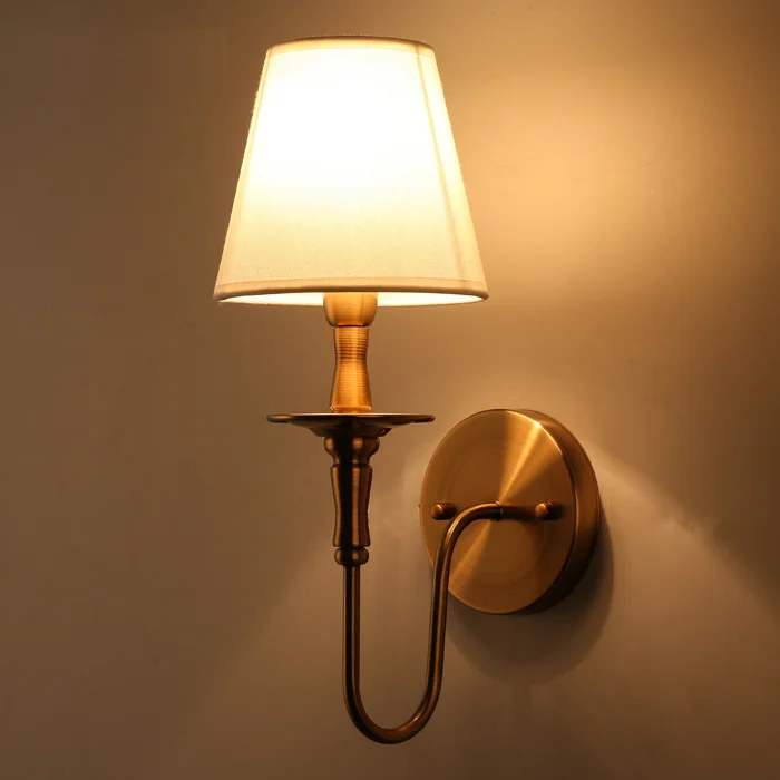 

American Wrought Iron Wall Lamp Living Room Bedroom Bedside Lamp Mirror Front Lamp Single Head Wall Lamp Aisle Lamp