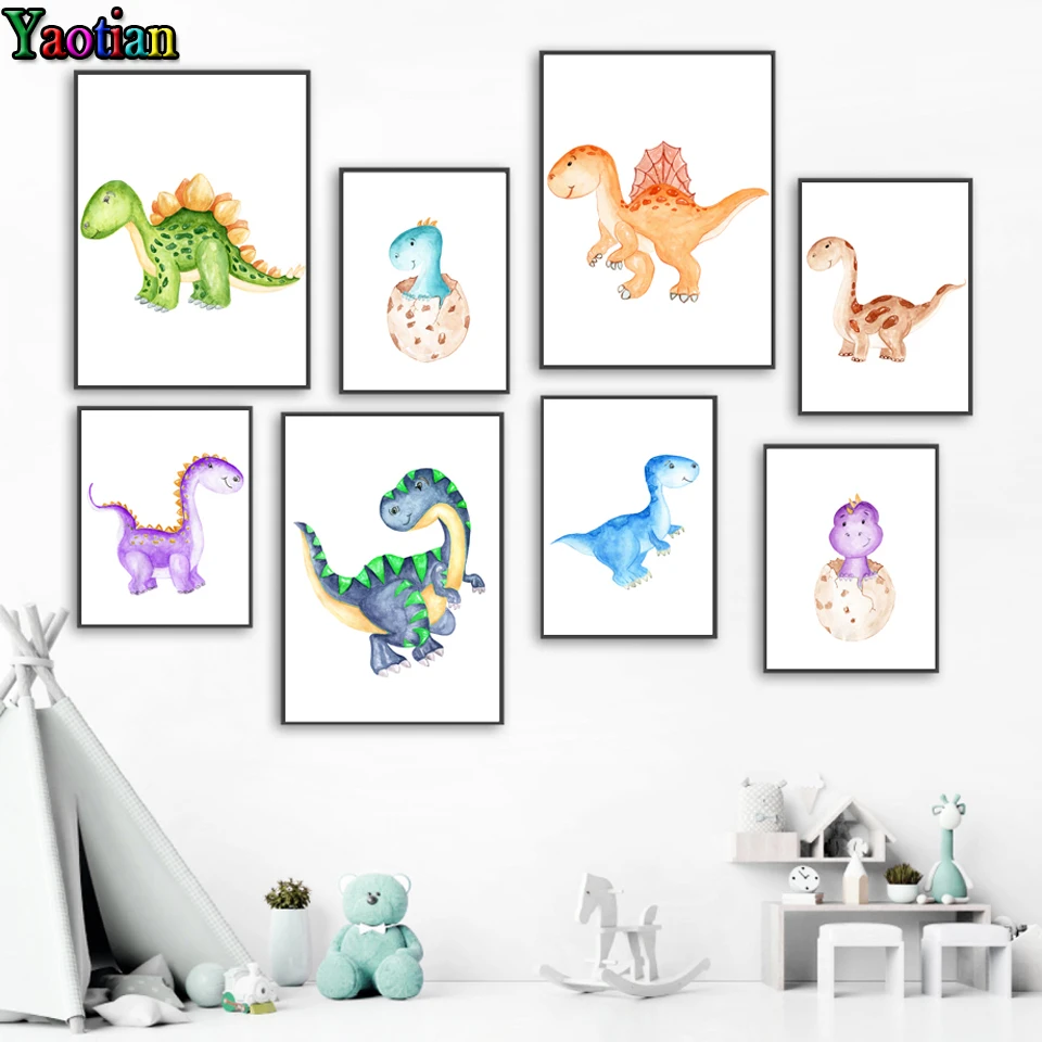 

Милая животная динозавр цветная мультяшная детская стена искусство 5D алмазная живопись вышивка крестиком вышивка Алмазная искусство