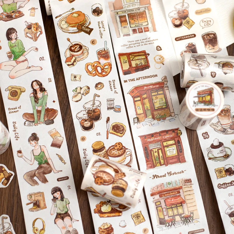 Journal GO 6x200cm Coffee Notes Washi Vintage Scrapbooking Planner Decor Masking Tape Creative DIY Collage Sticker