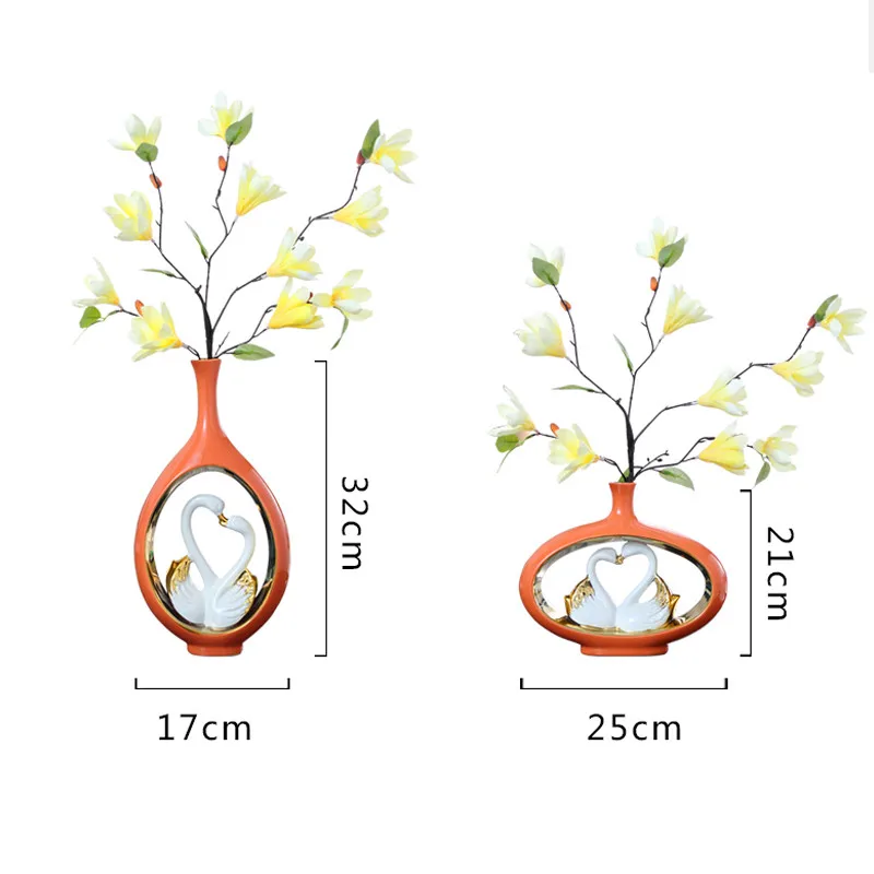 Ваза полимерная для украшения дома креативная скульптура лебедей и пар ваза
