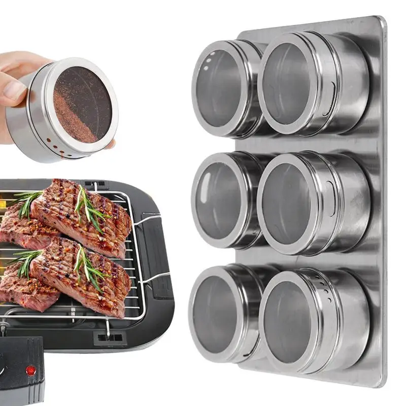 

Магнитные Банки для специй, прозрачные Магнитные Банки для специй для холодильника, 6 шт., прозрачные Магнитные Банки с крышками шейкера для ...