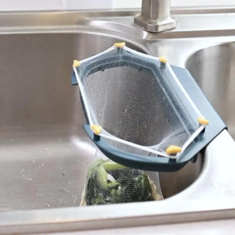 

Sink Strainer Basket Corner Sink Filter Drain Net Bag Home Kitchen Garbage Storage Rack For Food Waste Mesh Leftover With Net