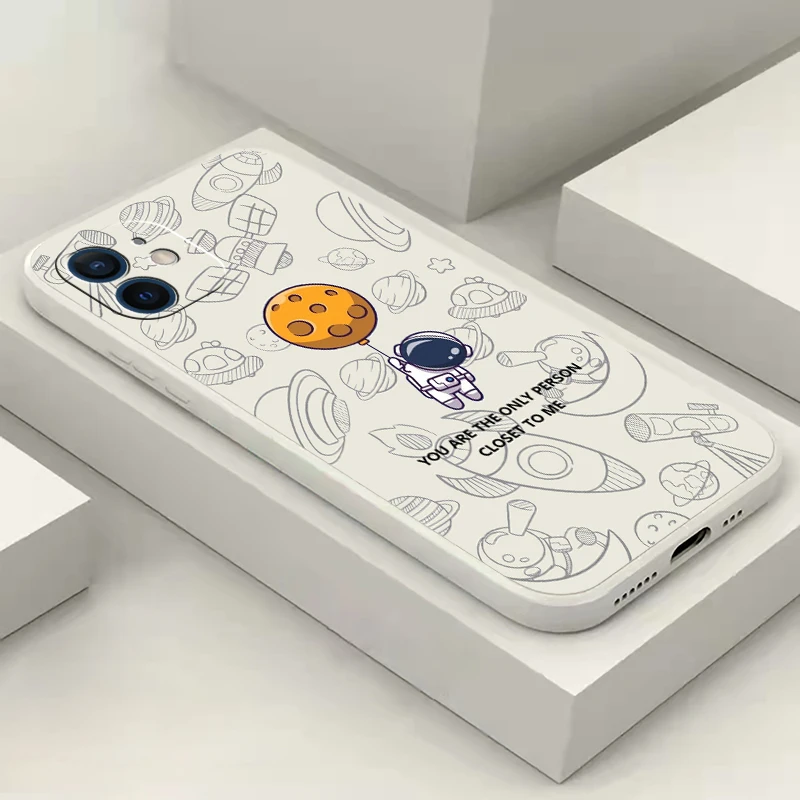 

For iPhone 13 Mini 12 11 13 Pro Max XS XR X 8 7 Plus SE 2020 Creative Astronaut Silicone Case For iPhone 12 13 11 Soft Cover