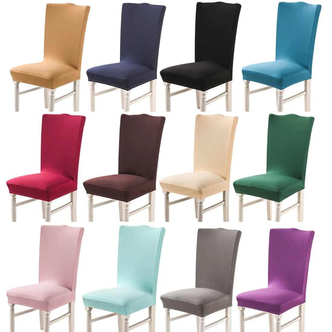 

Colorful Office Chair Seat Covers 1 2 4 6 Set Stretch Seat Covers Protect for Dining Room Chair Wedding Whosale Drop Shipping