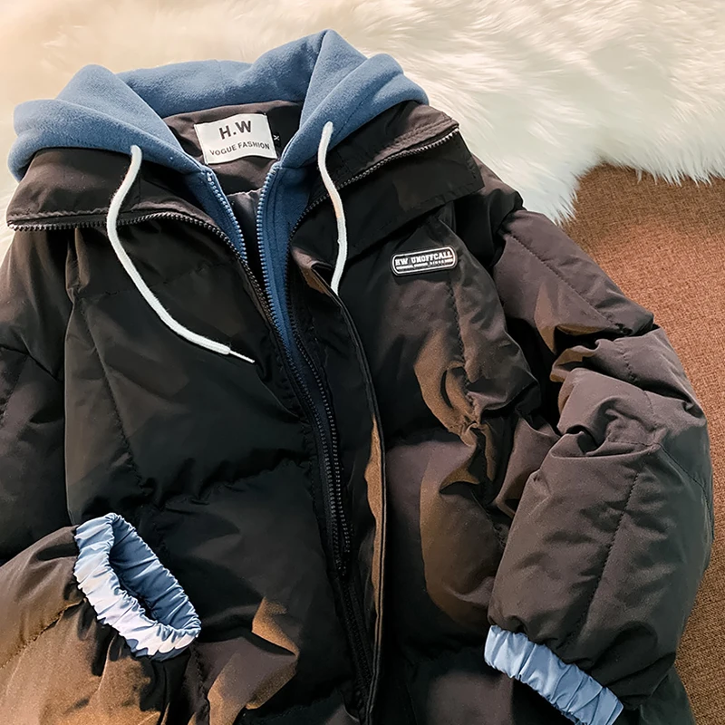 Stitching Fake Two Pieces Cotton Coat Jacket Women's Trendy Couple New Thickened Cotton-Padded Clothes Coat Winter Clothes