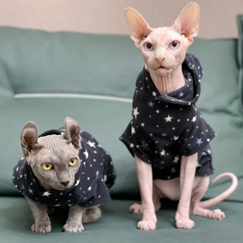 Sphinx Cat Clothes Sphinx Autumn Winter Double-sided Stretchy Kitten Outfits Velvet Devon Rex Hairless Cat Clothes