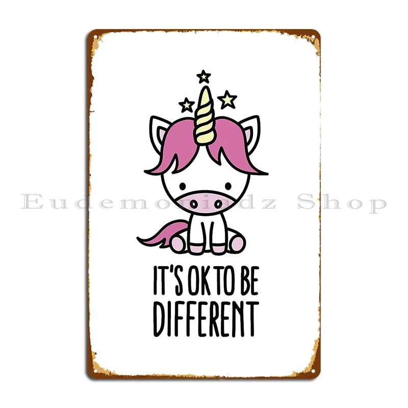 Металлический плакат с надписью Ok To Be Different Unicorn Настенный декор клубный