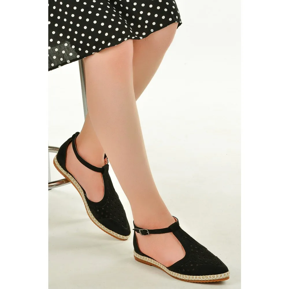 

Dorlie 177-01 Suede Daily Anatomical Women Ballerina Shoes Black