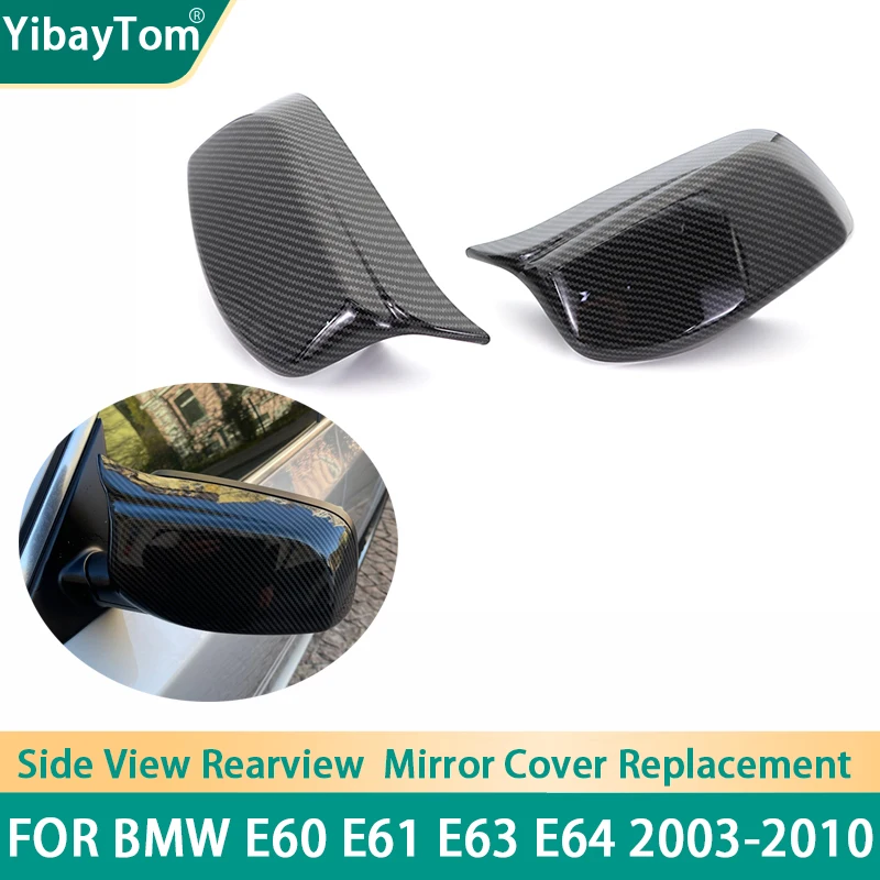 Carbon Pattern M4 Style Side Wing Rear View Mirror Cover Caps Replacement For for BMW 5 6 series E61 E60 E63 E64 2003-2010