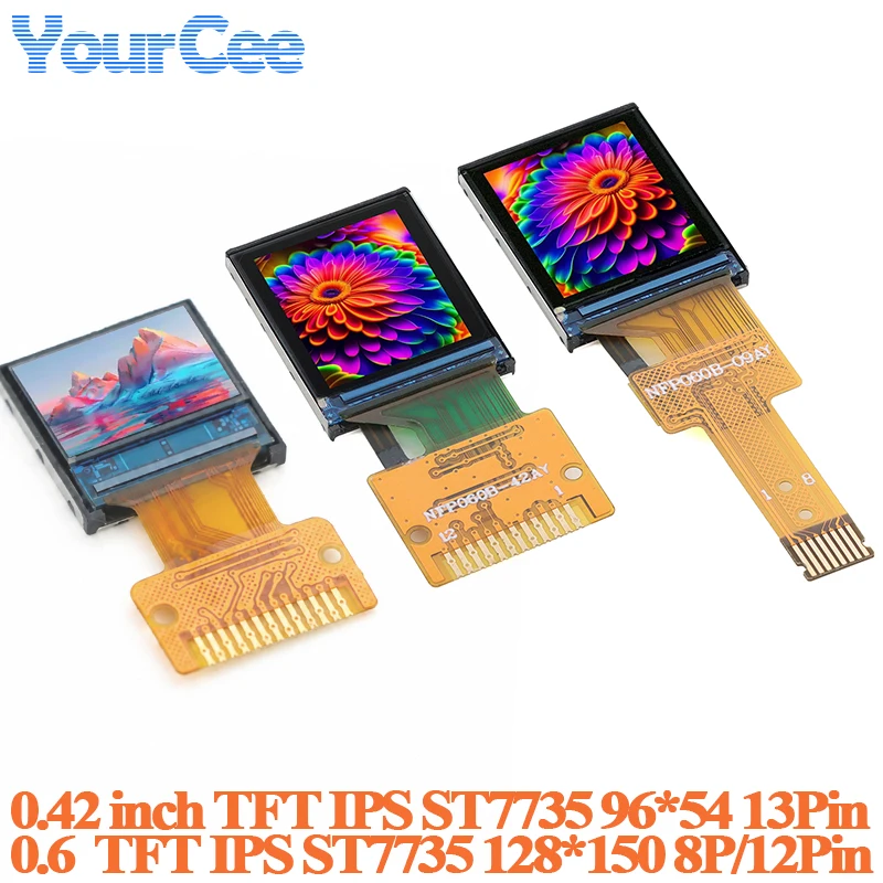 Фото TFT-дисплей HD IPS LCD, цветной экран без корпуса, драйвер ST7735, последовательный порт, 0.42 дюйма 96*54, 0.6 дюйма 128*150 №1