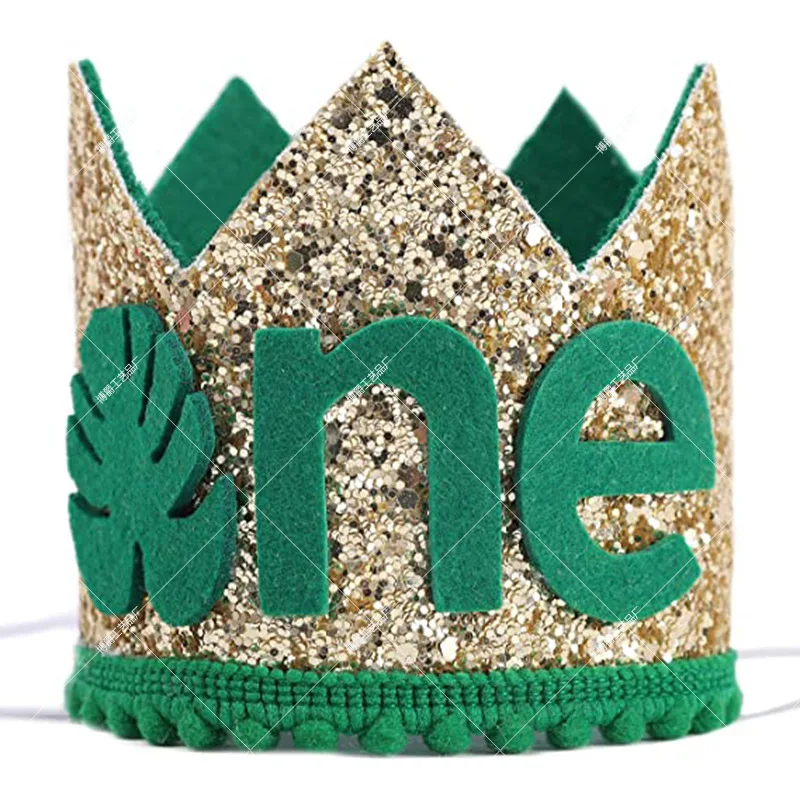 

Детская шляпа в виде короны и листьев с блестками для первого дня рождения