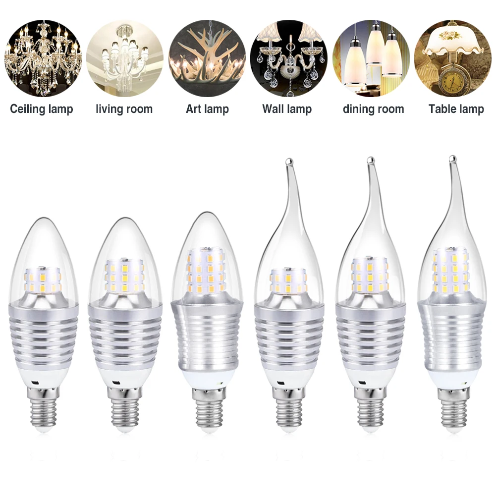 

E14 LED Candle Bulb Glass Lamp 5W 9W LED Light 110V 220V 240V Lampada Bombillas Lumiere Cold White Warm White Energy Saving