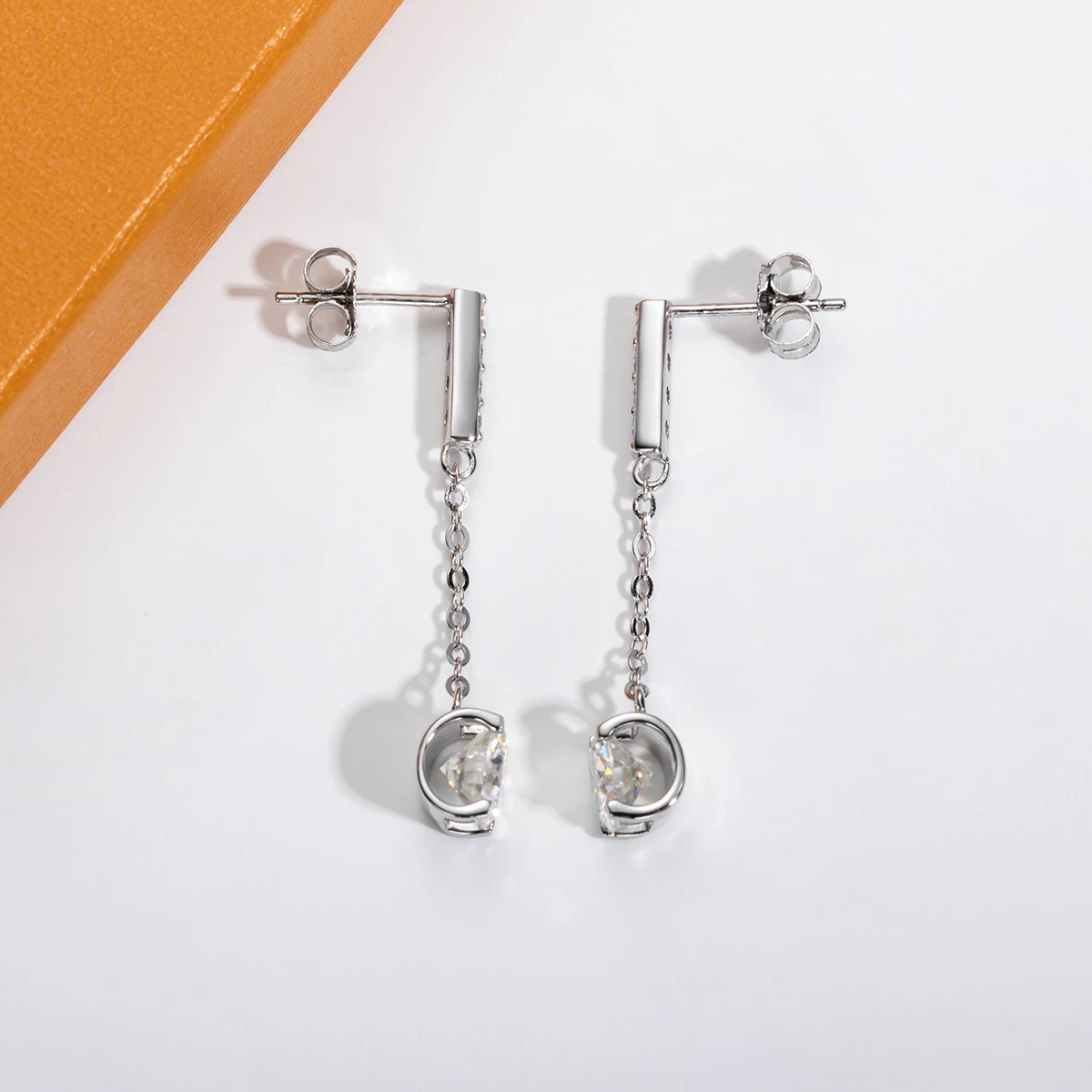 

6.5MM 1 Carat D Color Moissanite Dangle Earrings Solid 925 Sterling Silver Drop Earrings With GRA Certifacate Jewelry Wholesale