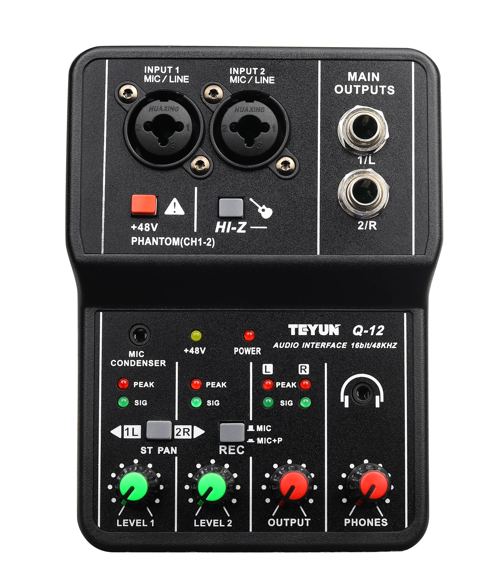 

Mini Audio Mixer Sound Card with Monitor Electric Guitar Live Broadcast Recording for Studio Singing Computer PC TEYUN Q-12