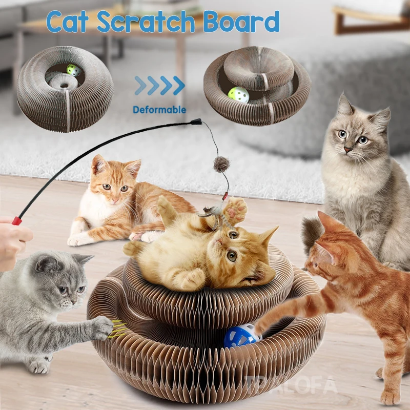 

Magic Organ Cat Scratch Board Cat Toy with Bell Cat Grinding Claw Cat Climbing Frame Round Corrugated Cat Litter Cat Scratch Toy