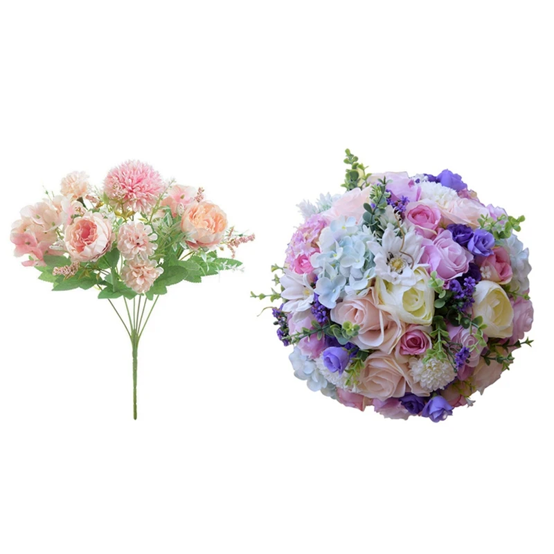 

1 Pcs 18Cm X 23Cm Bouquet Bridal Bouquet Artificial Flowers & 2 Pcs 32 X 20Cm Artificial Flowers,Bouquet