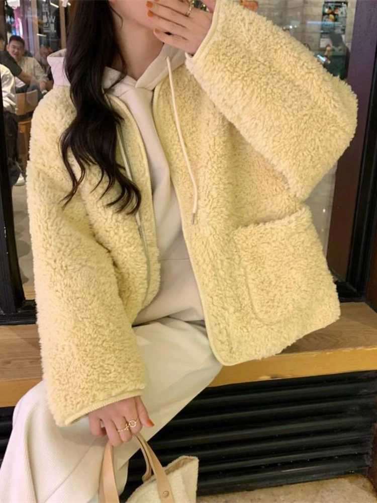 Куртка женская в Корейском стиле, модный желтый топ, элегантная уличная одежда, женская зимняя одежда