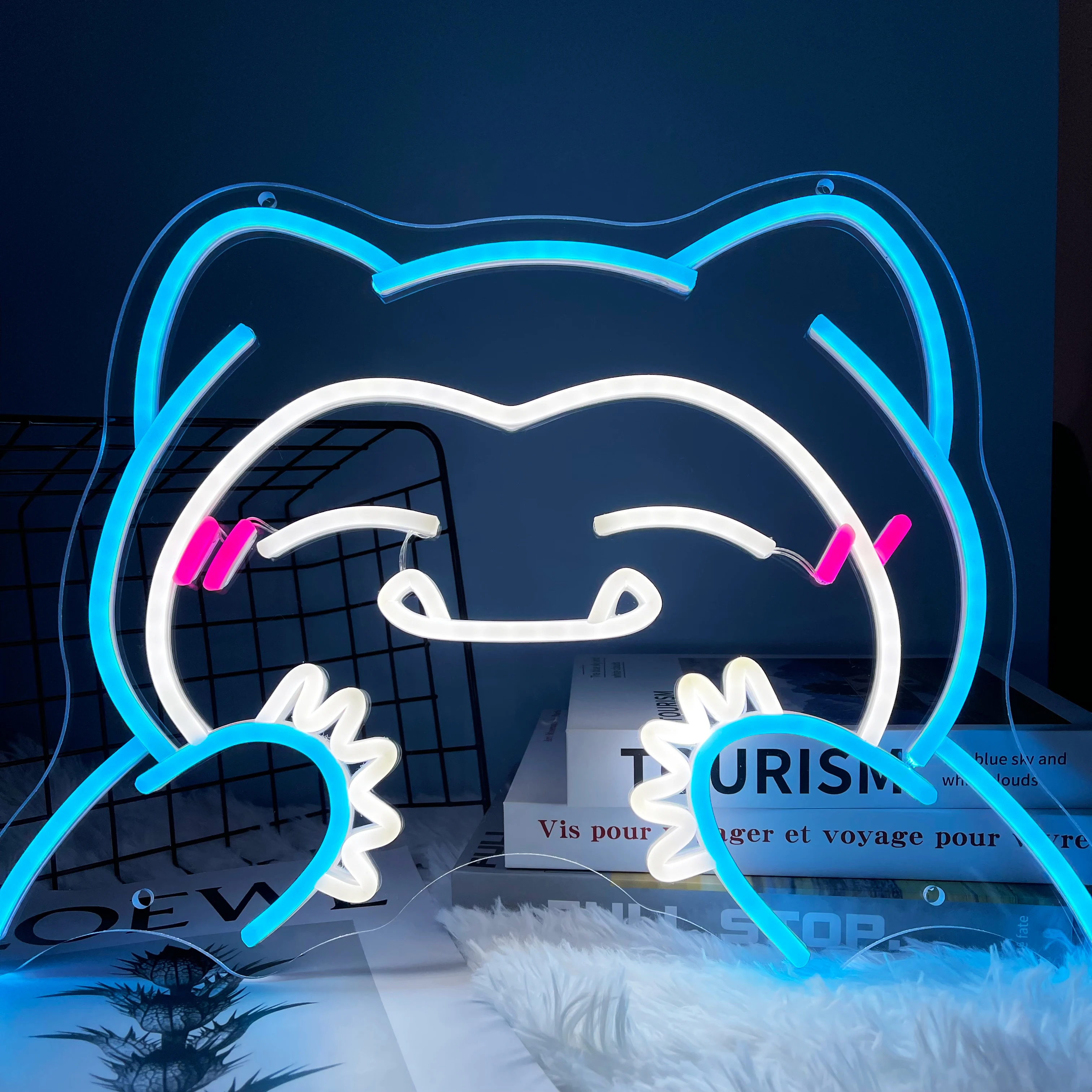 Snorlax Neon Sign Anime Neon Light Indoor Wall Art for Kids Game Room Toy Shop Bar Sign Birthday Gifts Wedding Party Decor