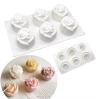 six cavity rose silicone candle mould romantic gift diy chocolate cake ice cube mold food grade non stick soft molds home decor