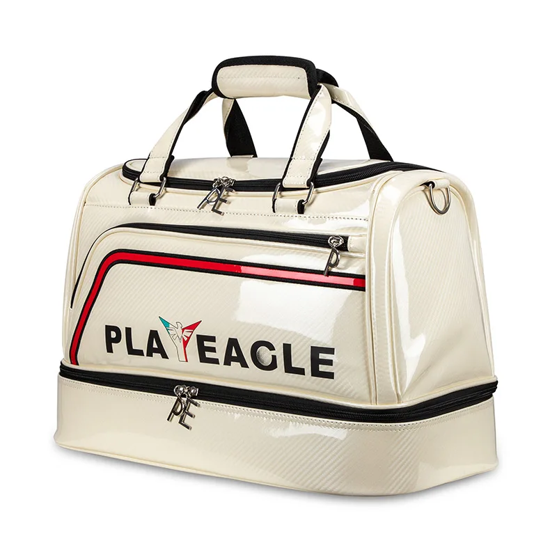 PLAYEAGLE  Boston Bag Waterproof PU Golf Duffle Bag Big Capacity Golf Clothing Bag with Seperate Shoes Store Bag