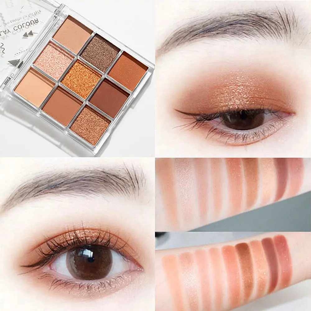 

Long Lasting Shiny Earth Color Acrylic 9 Colors Makeup Eyeshadow Palette Pearlescent Matte Glitter