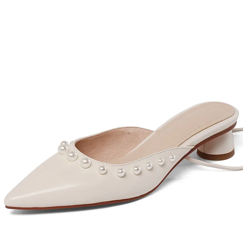 

Модные женские сандалии и тапочки Pearl Baotou, кожаные повседневные однотонные туфли, сексуальный комплект, женская обувь на шнуровке