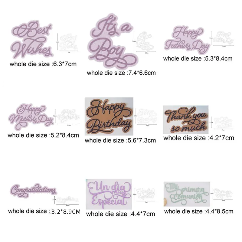 

2022 New Metal Dies Blessing Wishes Word Cutting Dies And Stamps Diy Scrapbooking Stencils Dies Album Card Making Embossing Dies