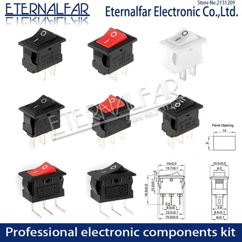 KCD11-101 кнопочный переключатель 10x15 мм SPST 2Pin 3Pin 3A 250В 6A KCD11 защелкивающийся Переключатель ВКЛ/ВЫКЛ для лодки 10 мм * 15 мм черный, красный, белый