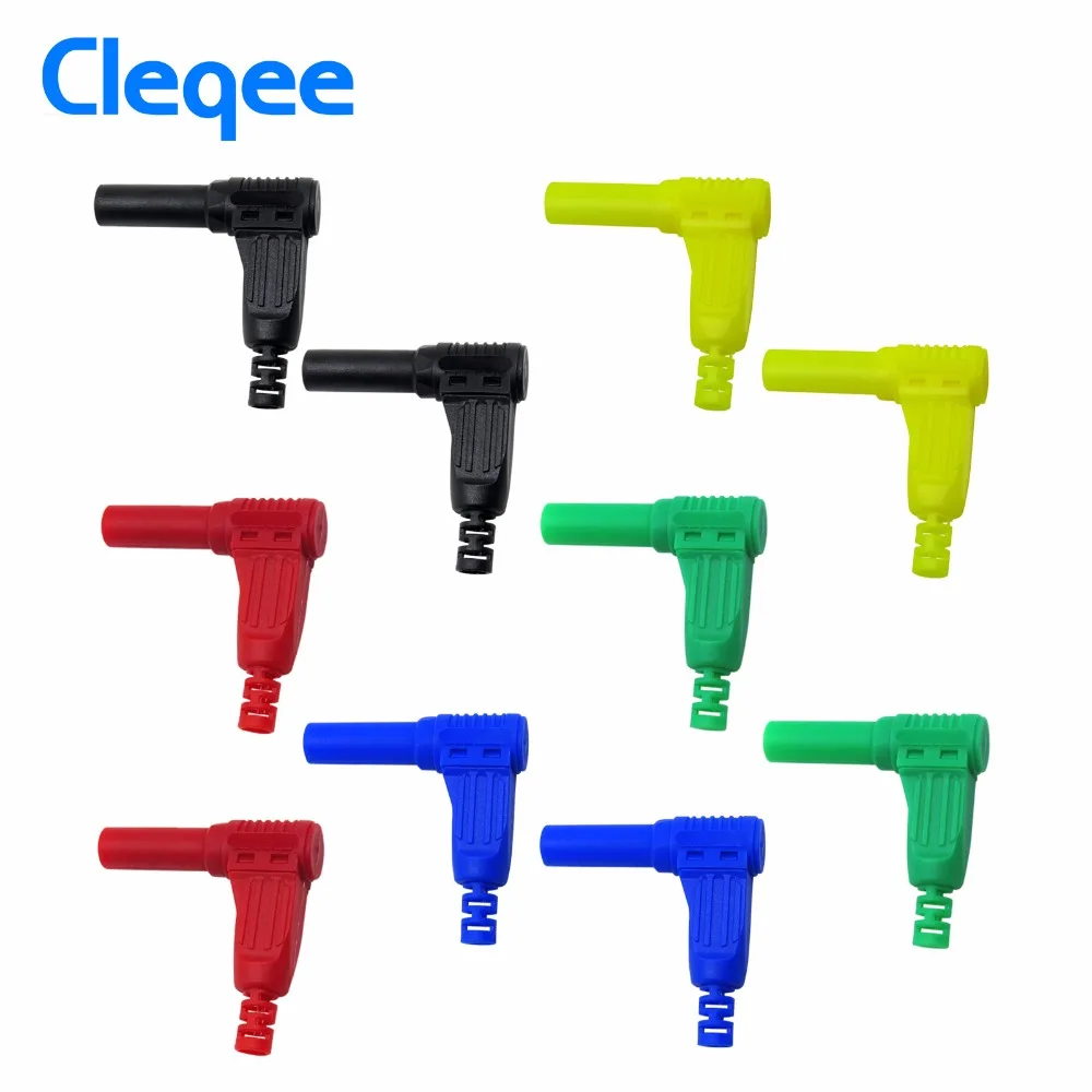 

Cleqee P3014 10pcs High Quality safety 4mm shrouded 90 degree Right Angle Banana plug self-assembly DIY connectors