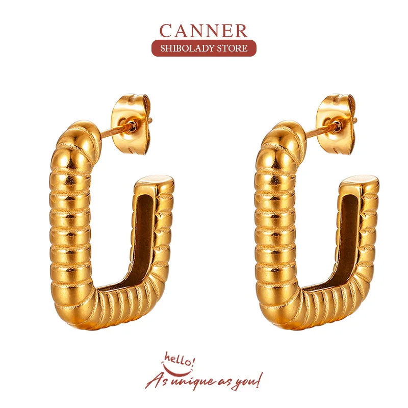

CANNER U-Shaped Stainless Steel Earring For Women Drop Earrings 18K Gold Piercing 2022 Trend Wedding Party Jewelry Gift