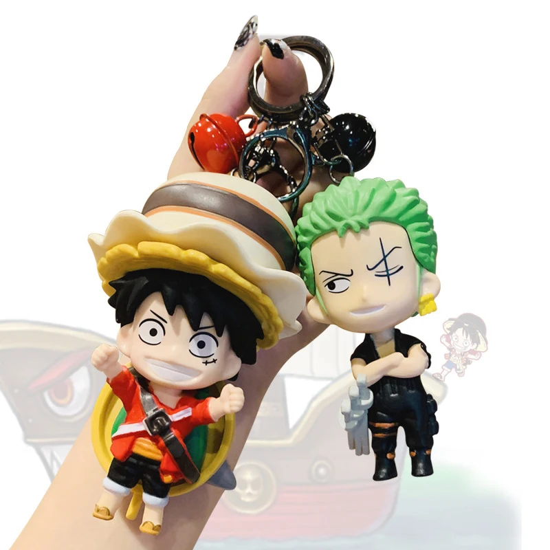 

Anime One Piece 3D Keychain Cartoon Luffy With Hat Pendant Key Rings Key Buckles Women Men Bag Key Accessories Silicone Jewelry