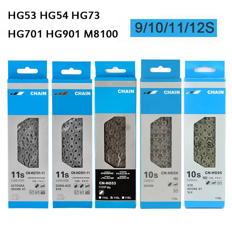 

Bicycle Chains 8/9/10/11/12 Speed Road MTB Chain Durable Bike Current HG53/54/73/95/701/901 M8100 for ULTEGRA DEORE XT XTR