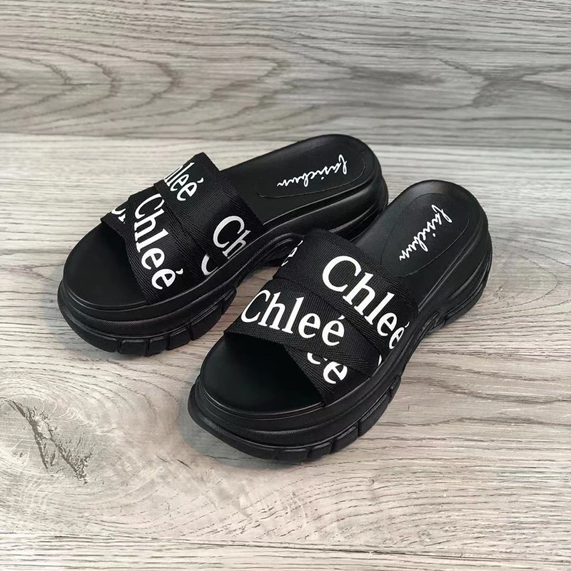 

High Heel Cool Slipper Female Summer Wear Fashion Shoes Out of The Thick Bottom Drag Heighten Beach Women's Shoes Summer