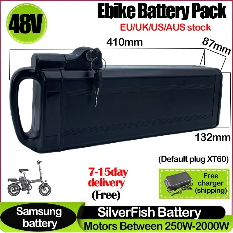 Аккумулятор SilverFish Vélo 36 В 13 Ач Duotts S26 48 52 60 72 Электрический велосипед 20 24 28 35 30 40 50