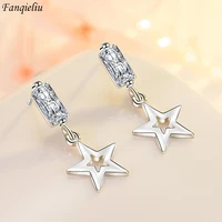 fanqieliu silver color s925 stamp cute star luxury crystal drop earrings for woman vintage jewelry girl gift new fql21063