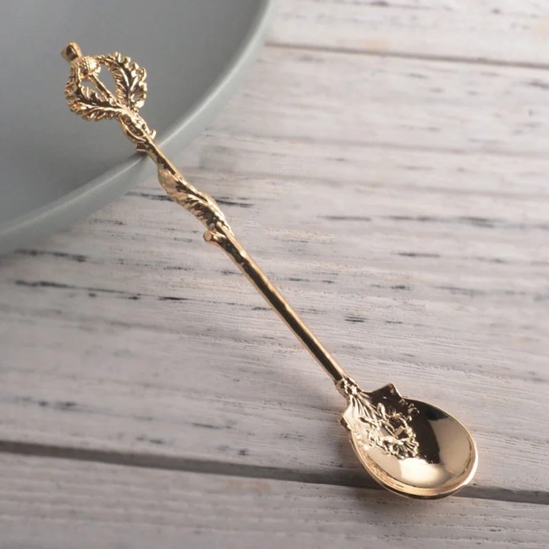 

Carved Flower Small Spoonful Dessert Spoons Vintage Retro Coffee Tea Spoon Afternoon Tea spoon kitchen Tableware