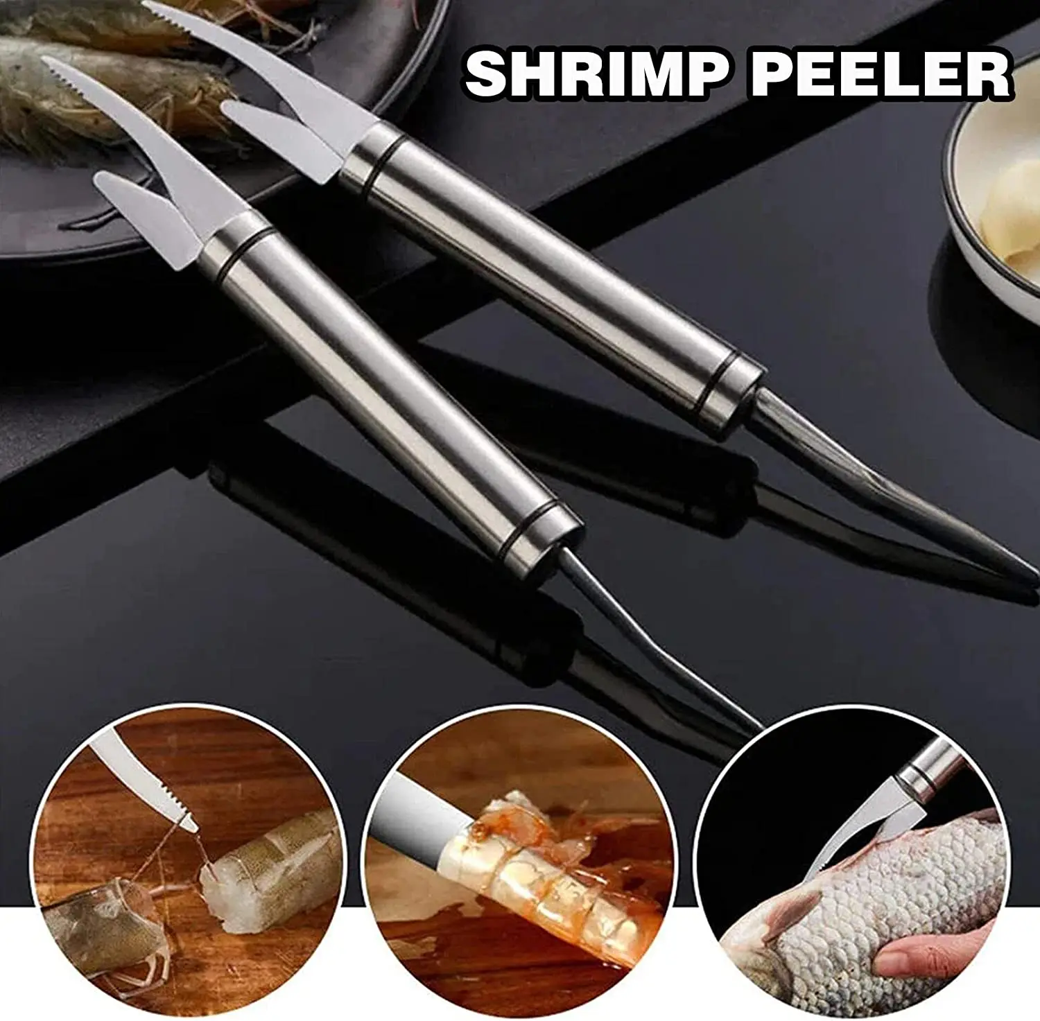 

Быстрое быстрое устройство из нержавеющей стали 6 в 1, кухонный инструмент для удаления рыбной чешуи из линий креветок, Многофункциональный ...